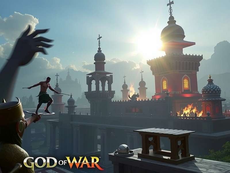 God of War PC gameplay on an ultrawide monitor showcasing Kratos and Atreus in Midgard