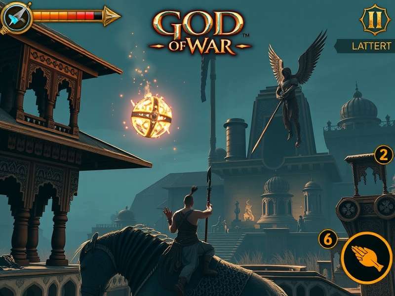 Kratos throwing the Leviathan Axe at a Draugr