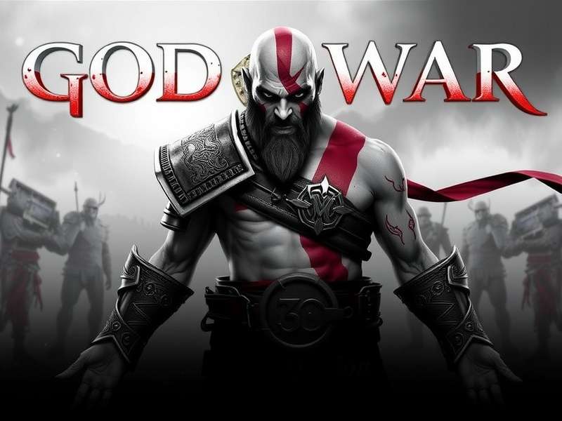 God of War Kratos holding Leviathan Axe in snowy mountains