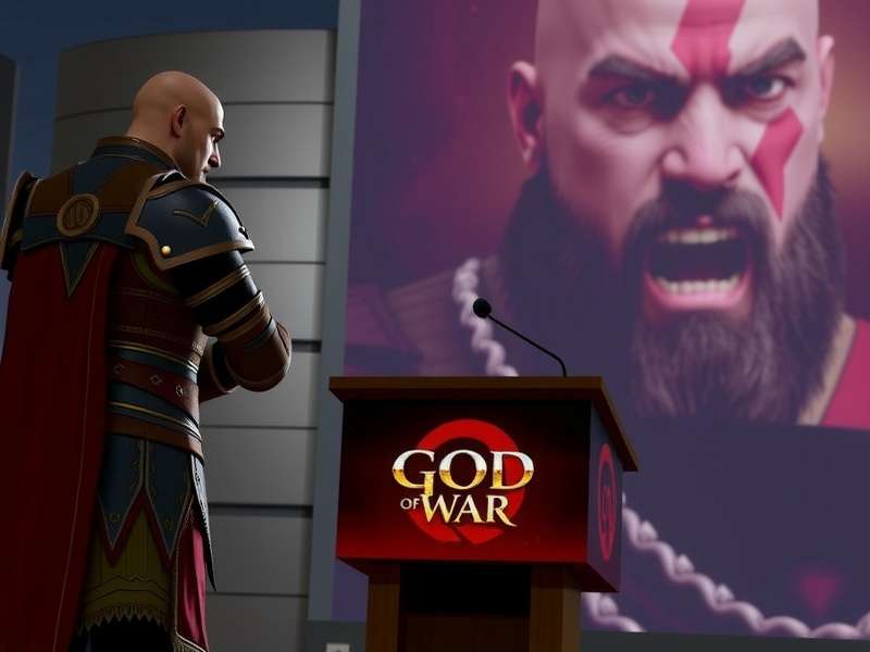 God of War development team celebrating backstage with Game Awards trophies