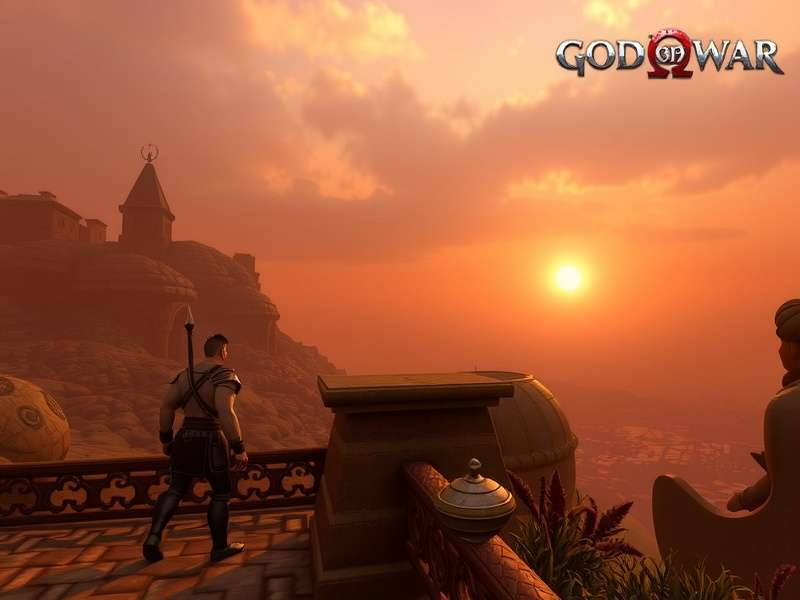 Kratos and Atreus looking at a mysterious world in God of War