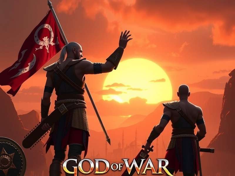 Kratos and Atreus looking at the sunset in God of War 2018