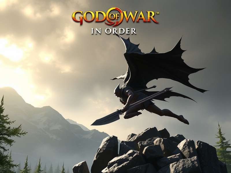 Classic Kratos from God of War III standing before a giant enemy