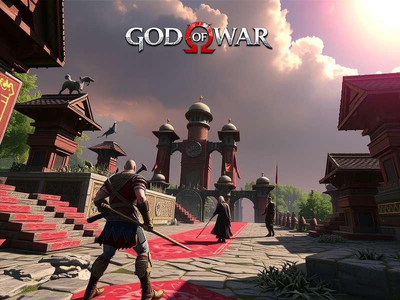 God of War Kratos with Leviathan Axe standing in Midgard forest