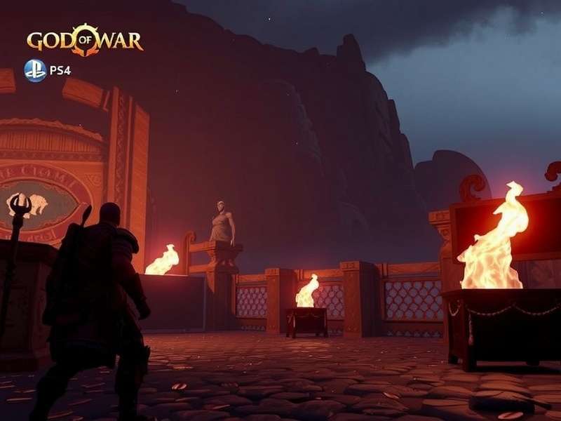 God of War PS4 — Kratos and Atreus standing on a snowy mountain peak, Leviathan Axe ready
