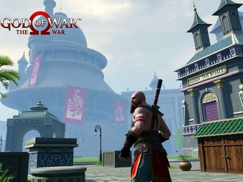 Kratos standing with Leviathan Axe in the Norse realm — God of War 2018