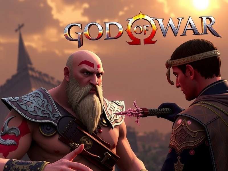 Kratos standing with Leviathan Axe in the snowy mountains of Midgard